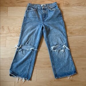 Free People Light Blue Distressed Ankle Jeans